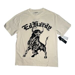 Ed Hardy Cream Bully box Ryhmestone Graphic Tee